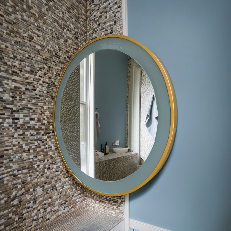 Gold Framed Circle Bathroom Mirror Item # DZBM-27